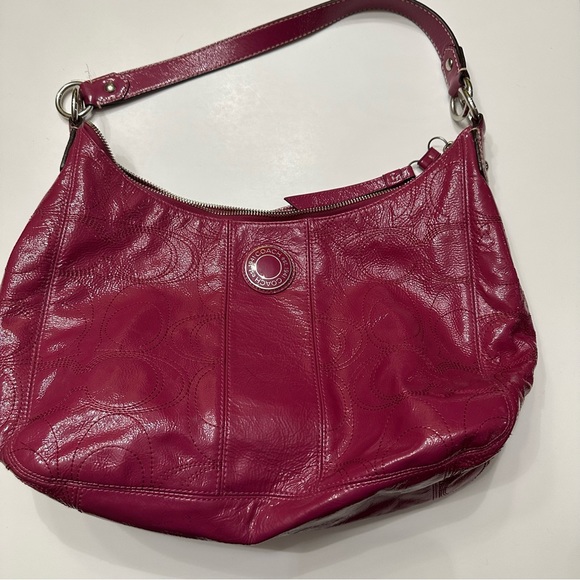 Coach Handbags - Coach signature stitched patent leather shoulder bag #D1281 F19282
